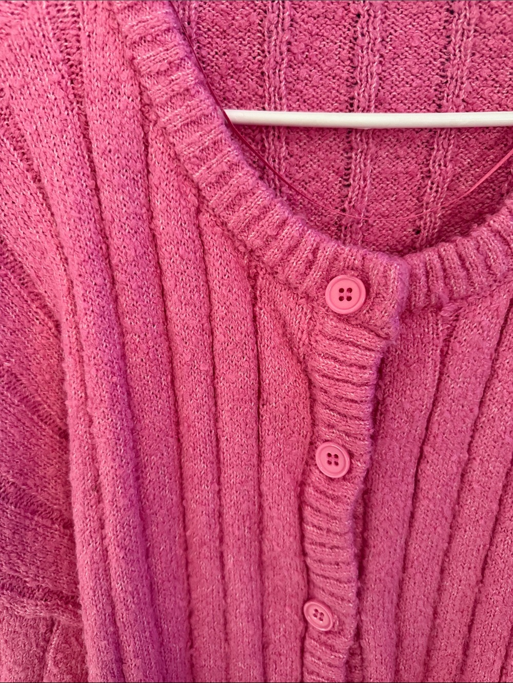PacSun Hot Pink Ribbed Button-Front Cardigan - Picture 2 of 4